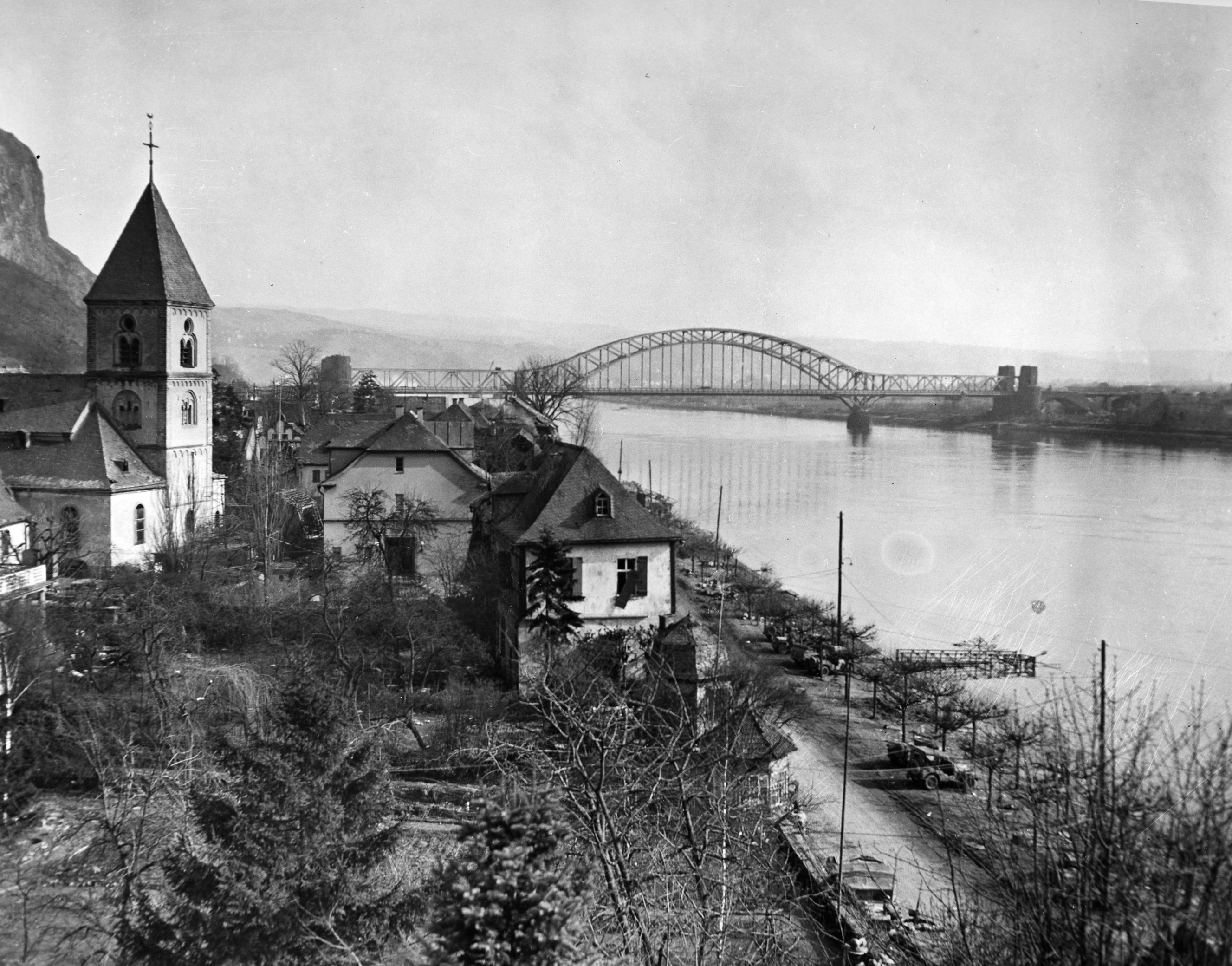 River with bridge in distance River with bridge in distance